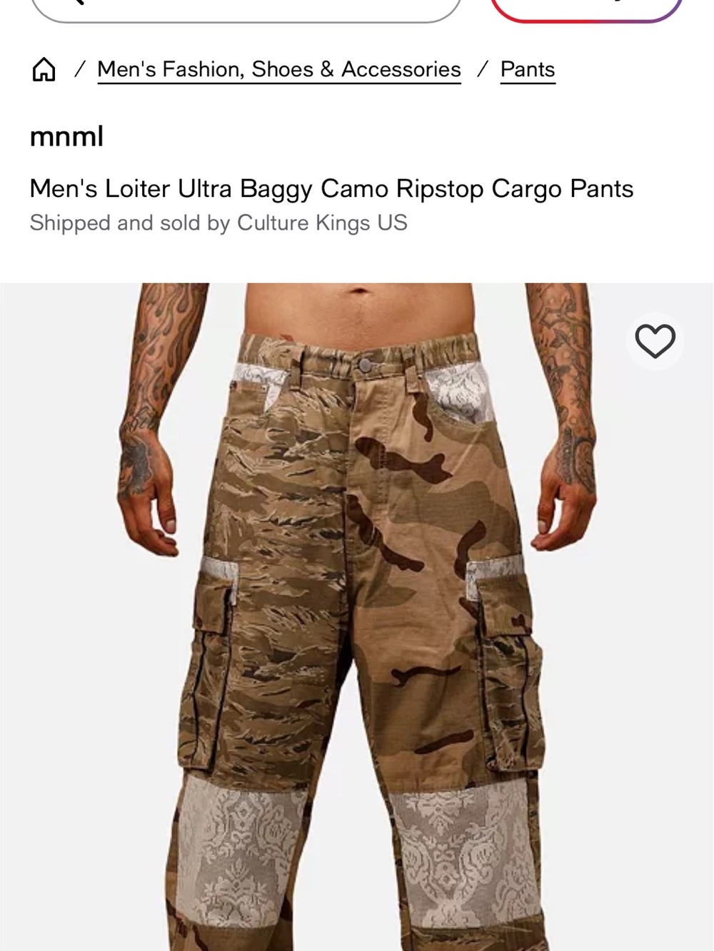 MNML Camo Patchwork Cargo Pants - Brown/Tan 34x33